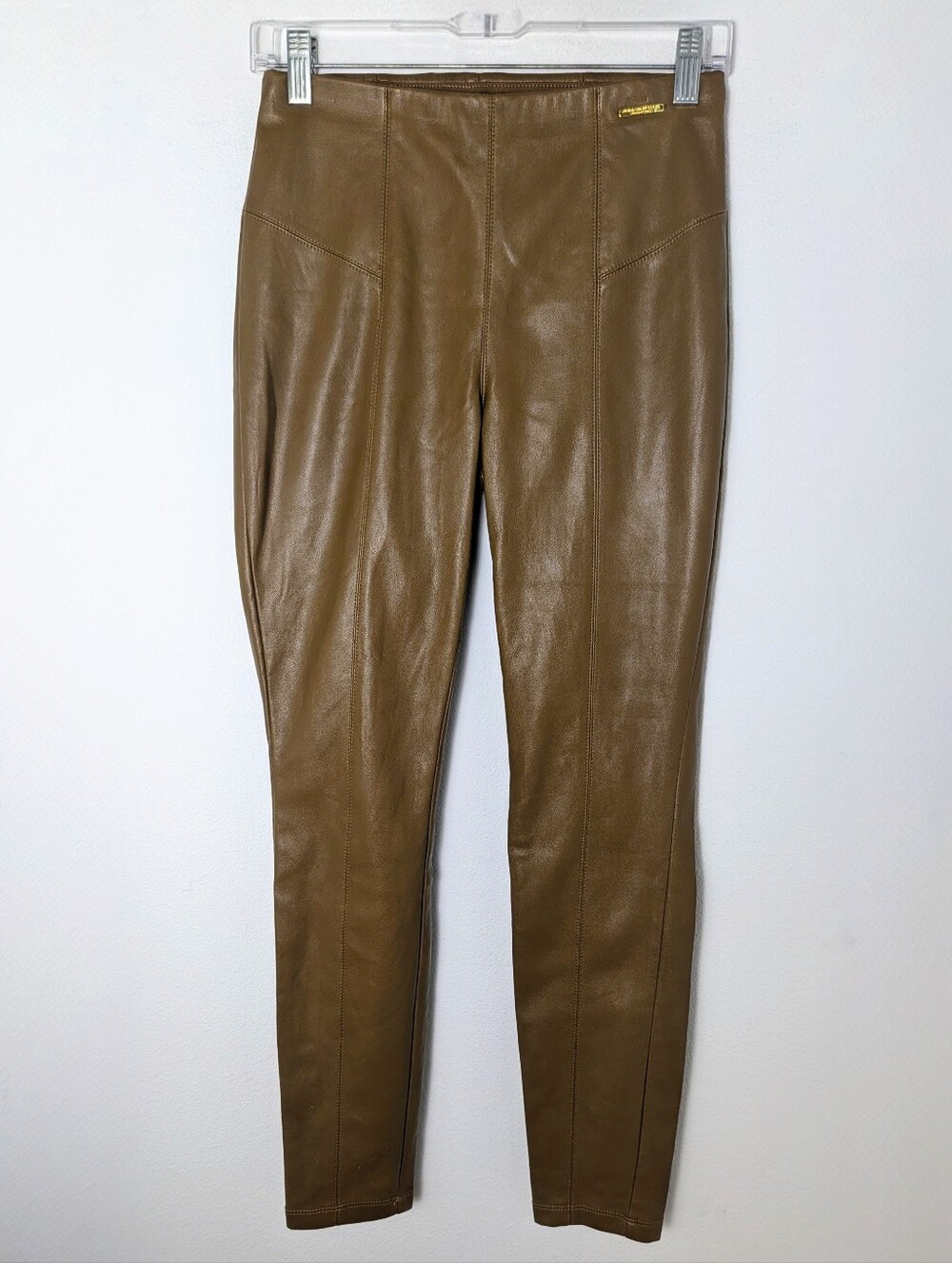 Marc New York Andrew cognac Faux Leather Pull On High Rise Skinny Leggings sz S